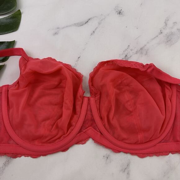 Torrid Curve Lace Underwire Bra Size 46 C Coral Pink Full Coverage - Picture 6 of 8